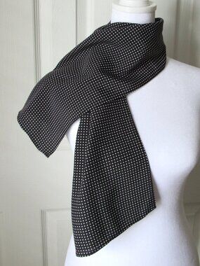Black & White POLKA DOT SCARF Small 100% Rayon Casual Light
